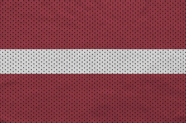 Bandeira da Letónia impressa em um tecido de malha de poliéster nylon sportswear — Fotografia de Stock