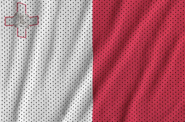 Bendera Malta Dicetak Pada Kain Jala Pakaian Olahraga Poliester Nilon — Stok Foto