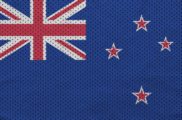 Bandeira da Nova Zelândia impressa em uma malha de poliéster nylon sportswear fa — Fotografia de Stock