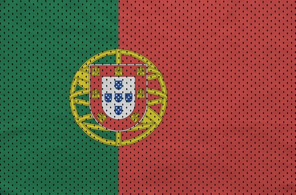 Bandera de Portugal impresa en una malla de poliéster de nylon deportivo fabri —  Fotos de Stock