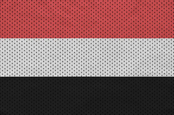 Vlajka Jemenu vytištěno na polyesterové nylon sportovní mesh tkanina w — Stock fotografie