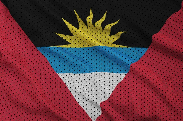 Antigua a Barbuda vlajka na sportovní polyesterové nylon — Stock fotografie