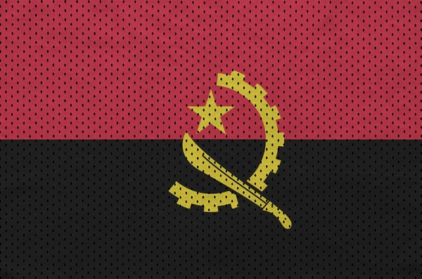 Angola flag printed on a polyester nylon sportswear mesh fabric — Stock Photo, Image