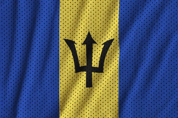 Bandeira de Barbados impressa em uma malha de poliéster nylon sportswear fabri — Fotografia de Stock