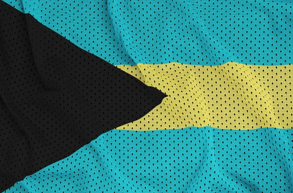 Bandeira das Bahamas impressa em um tecido de malha de nylon poliéster sportswear — Fotografia de Stock