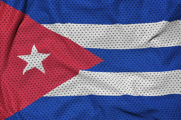 Cuba flag printed on a polyester nylon sportswear mesh fabric wi