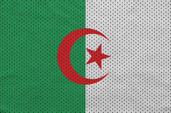 Algeria flag printed on a polyester nylon sportswear mesh fabric — Stock Photo, Image