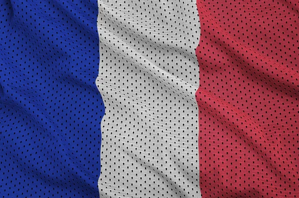 Drapeau de France imprimé sur un tissu en maille de sport en nylon polyester — Photo