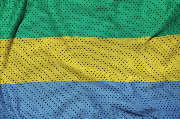 Bandiera Gabon stampata su un tessuto in rete di nylon poliestere sportivo w — Foto Stock