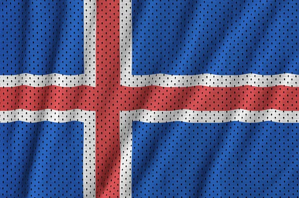 Bandera de Islandia impresa en un tejido de malla de nylon deportivo de poliéster — Foto de Stock