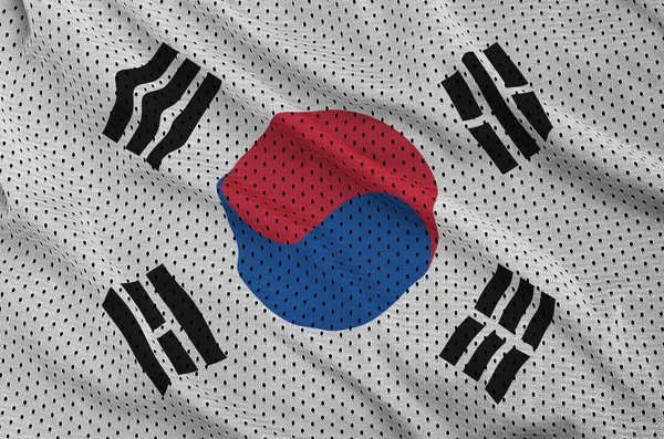Bandiera Corea del Sud stampata su una maglia di nylon poliestere abbigliamento sportivo fa — Foto Stock