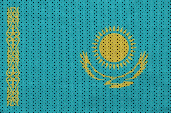Flaga Kazachstanu, drukowane na sprawny poliester nylon siatki fab — Zdjęcie stockowe