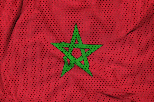 Morocco flag printed on a polyester nylon sportswear mesh fabric — Stock Photo, Image