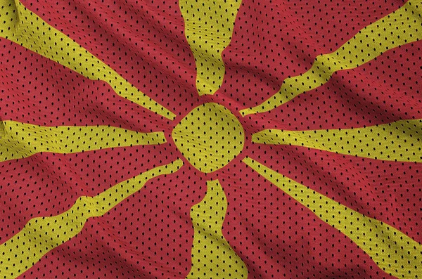 Macedonia bandiera stampata su una maglia di nylon poliestere abbigliamento sportivo fabr — Foto Stock