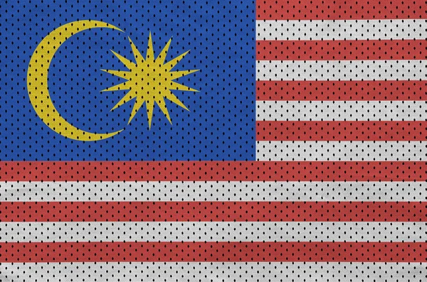 Malaysia flag printed on a polyester nylon sportswear mesh fabri — Stock Photo, Image