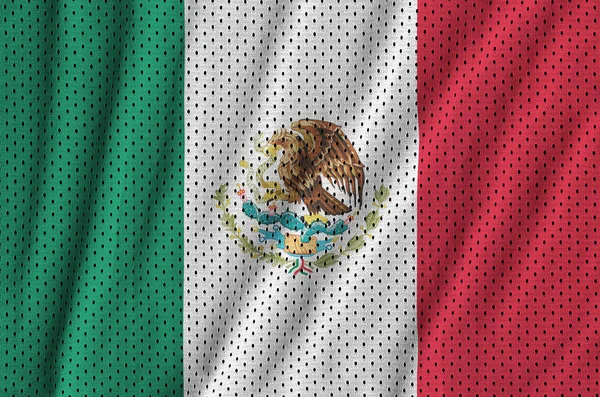 Mexiko flagga tryckt på en polyester nylon sportkläder mesh tyg — Stockfoto