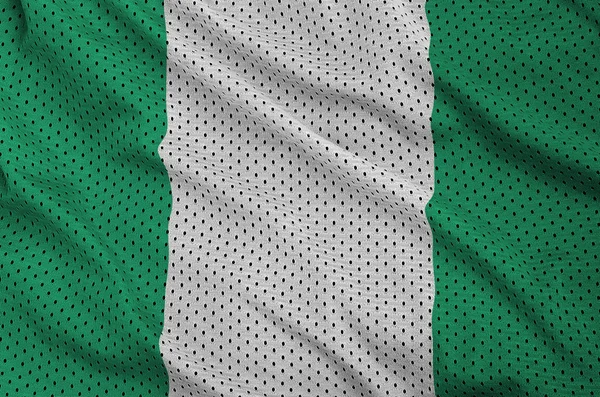 Bandiera Nigeria stampata su un tessuto in rete di nylon poliestere sportivo — Foto Stock