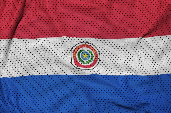 Флаг Парагвая напечатан на полиэфирном нейлоне из спортивной сетки fabri — стоковое фото