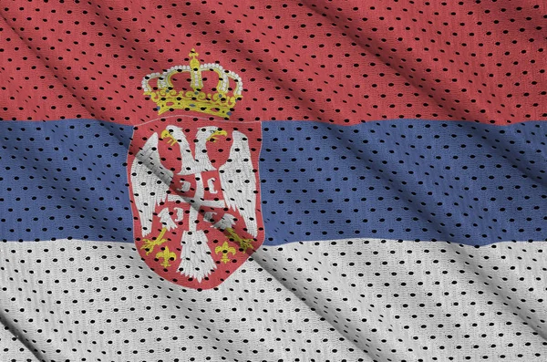 Bandera de Serbia impresa en un tejido de malla de nylon deportivo de poliéster —  Fotos de Stock