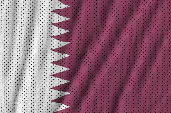 Σημαία του Κατάρ εκτυπώνονται σε ένα w ύφασμα πολυεστέρα νάιλον sportswear ματιών — Φωτογραφία Αρχείου