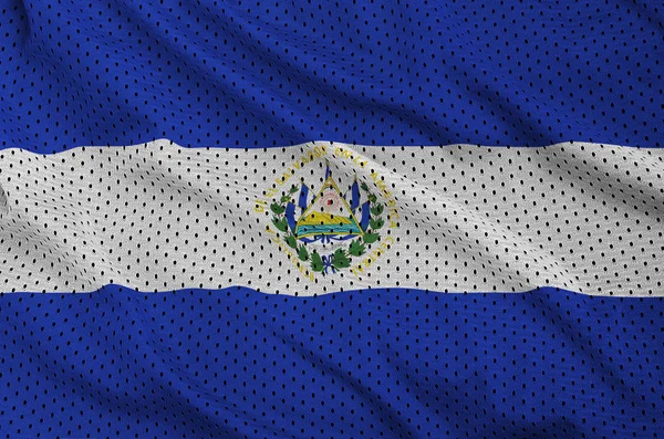 Vlag van El Salvador afgedrukt op een polyester nylon sportkleding mesh fa — Stockfoto