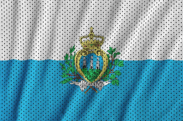 San marino flagge auf polyester nylon sportswear mesh fab gedruckt — Stockfoto