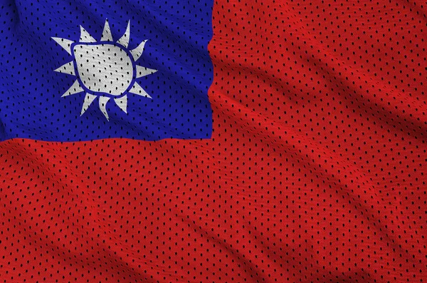 Taiwan flag printed on a polyester nylon sportswear mesh fabric — Stock Photo, Image