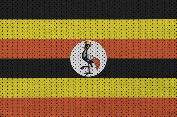 Bendera Uganda dicetak pada kain jala pakaian olahraga poliester nilon — Stok Foto