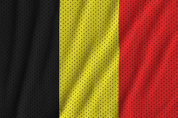 Belgium lobogója nyomtatott-ra egy poliészter nylon sportruházat háló szerkezet — Stock Fotó