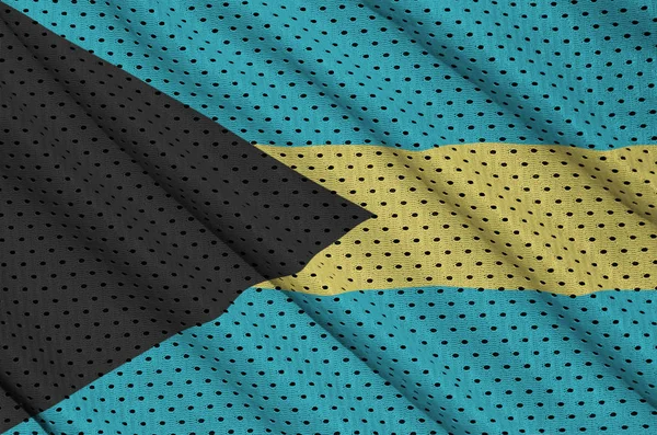 Bahamas flag printed on a polyester nylon sportswear mesh fabric — Stock Photo, Image