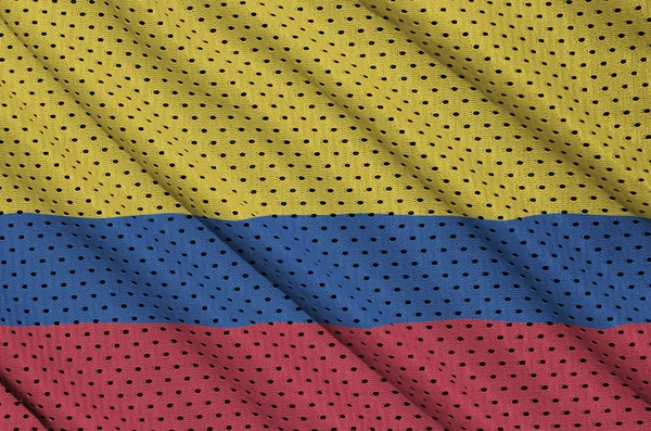 ポリエステル ナイロン スポーツ メッシュ ファブリに印刷されたコロンビアの旗 — ストック写真