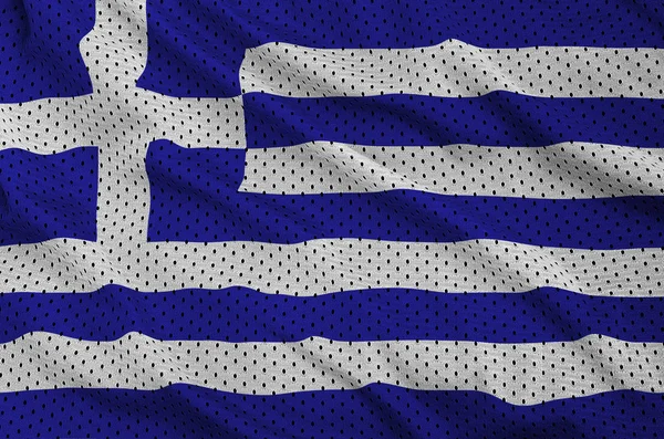 Bandiera Grecia stampata su un tessuto in rete di nylon poliestere sportivo — Foto Stock