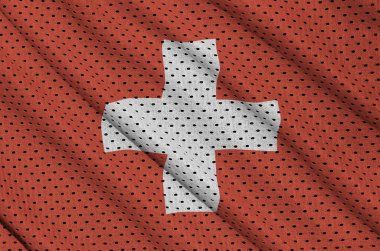 Switzerland flag printed on a polyester nylon sportswear mesh fa clipart