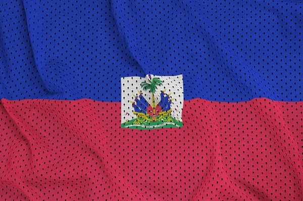 ハイチの国旗プリント ポリエステル ナイロン スポーツ メッシュ生地 w — ストック写真