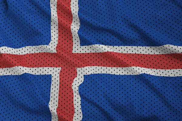 Bandera de Islandia impresa en un tejido de malla de nylon deportivo de poliéster —  Fotos de Stock