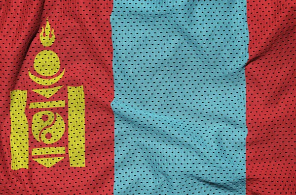 Bandeira da Mongólia impressa em uma malha de poliéster nylon sportswear fabri — Fotografia de Stock