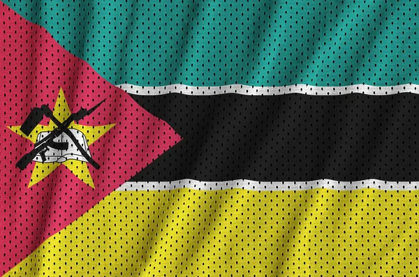 Bandiera Mozambico stampata su una maglia di nylon poliestere sportivo fab — Foto Stock