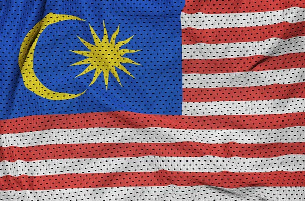 Malaysia flag printed on a polyester nylon sportswear mesh fabri — Stock Photo, Image