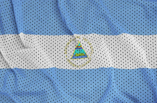 Vlag van Nicaragua afgedrukt op een polyester nylon sportkleding mesh fabr — Stockfoto