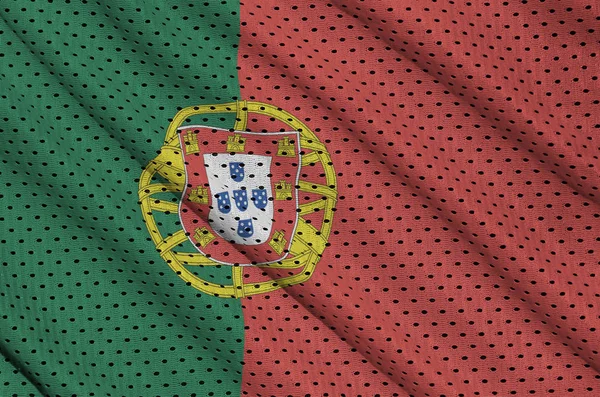 Flaga Portugalii drukowane na fabri z siatki sprawny poliester nylon — Zdjęcie stockowe