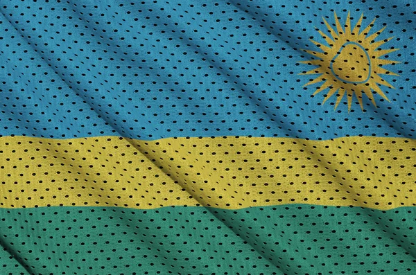 Rwanda flag printed on a polyester nylon sportswear mesh fabric — Stock Photo, Image