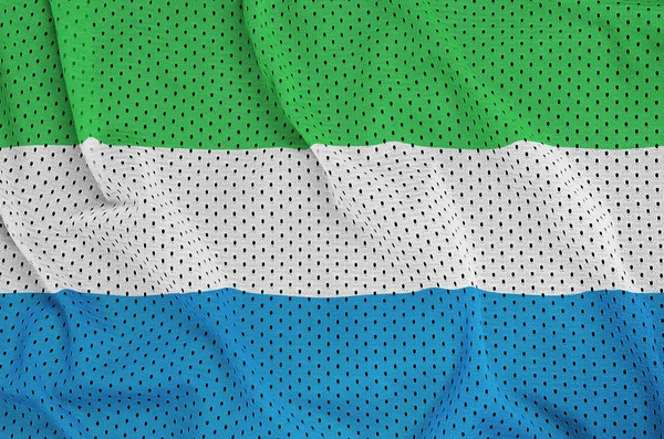 Bandiera Sierra Leone stampata su una rete di abbigliamento sportivo in nylon poliestere f — Foto Stock