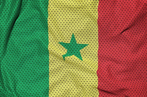 Bandeira do Senegal impressa em um tecido de malha de nylon poliéster sportswear — Fotografia de Stock