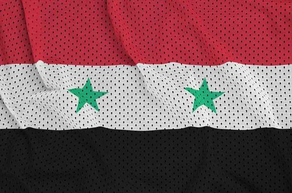 Syrien flagga tryckt på en polyester nylon sportkläder mesh tyg w — Stockfoto