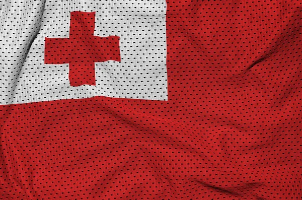 Tonga flag printed on a polyester nylon sportswear mesh fabric w — Stock Photo, Image