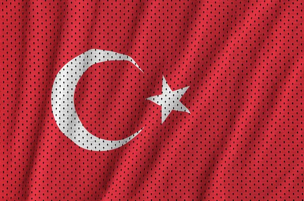 Σημαία της Τουρκίας που εκτυπώνονται σε ένα ύφασμα ματιών sportswear πολυεστέρα νάιλον — Φωτογραφία Αρχείου