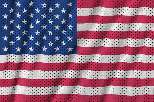 Флаг Соединенных Штатов Америки Напечатан Полиэфирной Нейлоновой Ткани Спортивной Сетки — стоковое фото