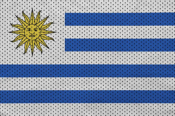 Uruguay zászló nyomtatott-ra egy poliészter nylon sportruházat háló szerkezet — Stock Fotó