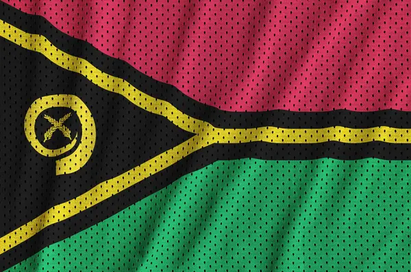 Bandiera Vanuatu stampata su un tessuto in rete di nylon di poliestere sportivo — Foto Stock