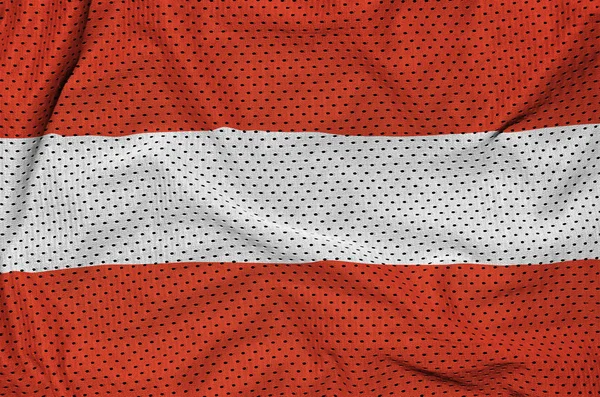 Σημαία Αυστρίας που εκτυπώνονται σε ένα ύφασμα ματιών sportswear πολυεστέρα νάιλον — Φωτογραφία Αρχείου